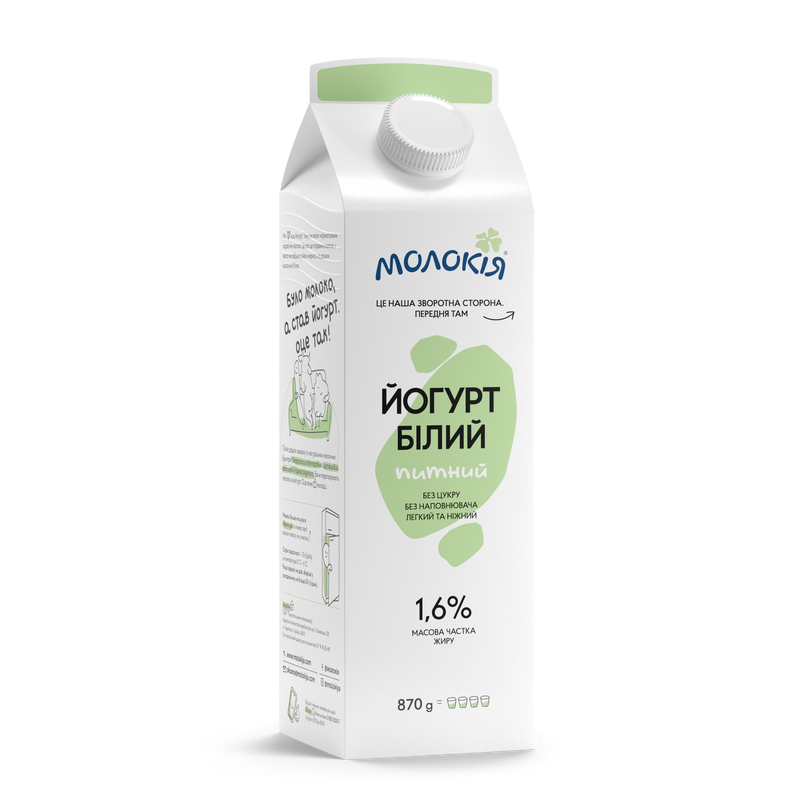 Йогурт питний МОЛОКІЯ Білий 1,6%, 0,87кг